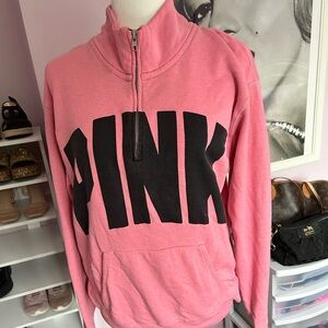 🌷Victoria's Secret pink and black quarter zip sweatshirt